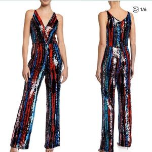 strapless open back dress Rent Dress The Population Andy White Sequin Jumpsuit main image 0